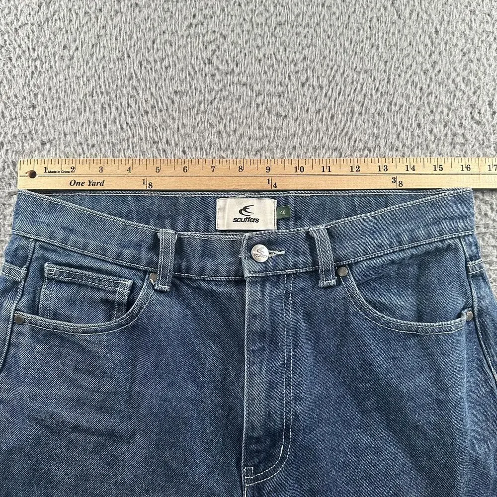 Scuffers Jumbo Jeans Mens 40(32 US) Blue Wide Leg Skater Baggy Denim Wash Grunge